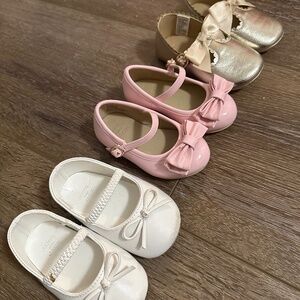 3 Pairs Janie & Jack Mary Jane/Bow Style Infant Shoes *Like New*